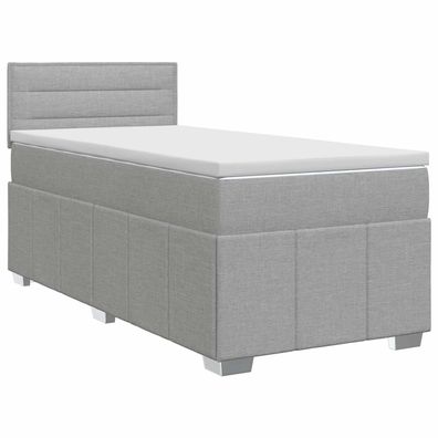 vidaXL Boxspringbett mit Matratze Hellgrau 80 x 200 cm Stoff