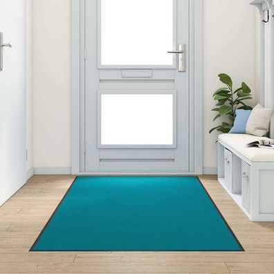 vidaXL Fußmatte Cyan und Schwarz 120 x 300 cm 100% Polyamid