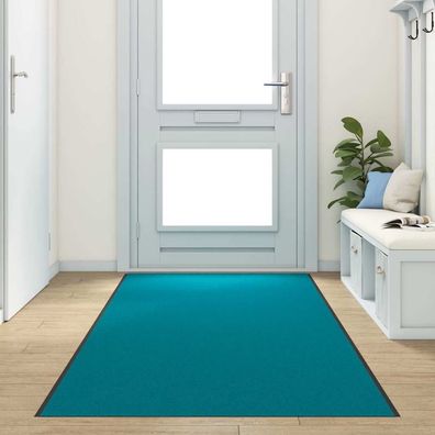 vidaXL Fußmatte Cyan und Schwarz 120 x 400 cm Polyamid und PVC