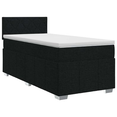 vidaXL Boxspringbett mit Matratze Schwarz 90 x 200 cm Stoff