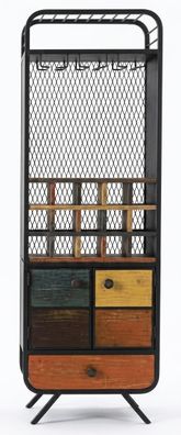 Vintage Barschrank Weinregal Metall Holz Loft Industrial Retro Regal