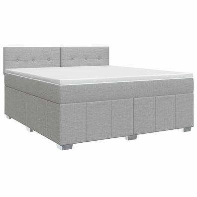 vidaXL Boxspringbett mit Matratze Hellgrau 140 x 190 cm Stoff