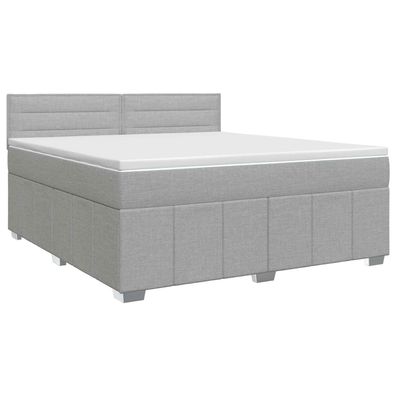 vidaXL Boxspringbett mit Matratze Hellgrau 140 x 200 cm Stoff