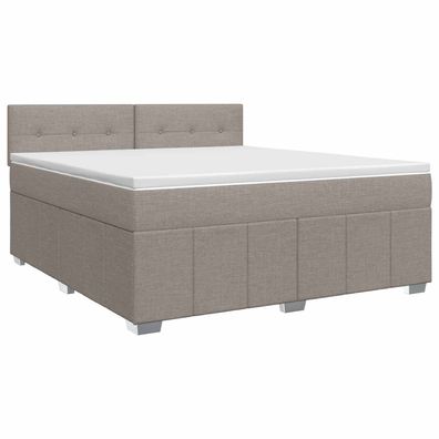 vidaXL Boxspringbett mit Matratze Taupe 180 x 200 cm Stoff