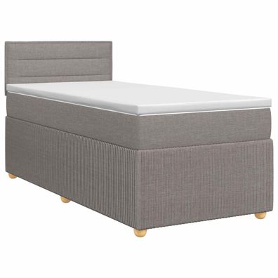 vidaXL Boxspringbett mit Matratze mit Kopfteil Taupe 80 x 200 cm Stoff