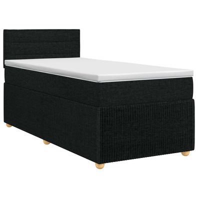 vidaXL Boxspringbett mit Matratze Schwarz 90 x 200 cm Stoff