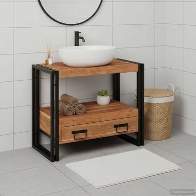 vidaXL Waschtischunterschrank Braun 71 x 33 x 58 cm Massivholz Akazie