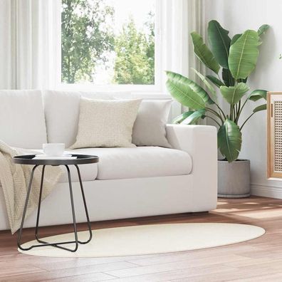 vidaXL Bereichsteppiche Oval HUARTE Creme 80 x 150 cm 100 %Polyester