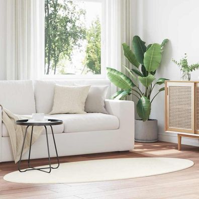 vidaXL Bereichsteppiche Oval HUARTE Creme 100 x 200 cm 100 %Polyester