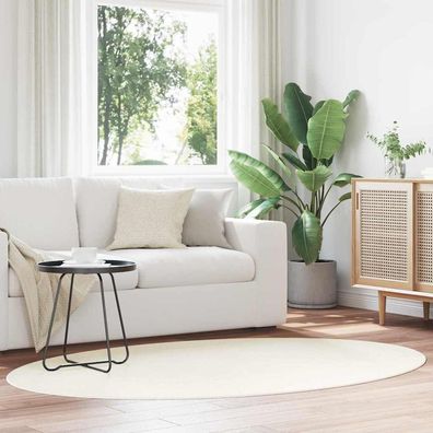 vidaXL Bereichsteppiche Oval HUARTE Creme 140 x 200 cm 100 %Polyester