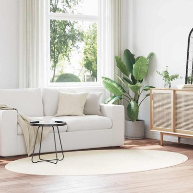 vidaXL Bereichsteppiche Oval HUARTE Creme 160 x 230 cm 100 %Polyester