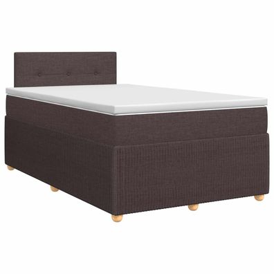 vidaXL Boxspringbett mit Matratze Dunkelbraun 120 x 200 cm Stoff