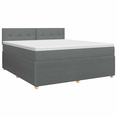 vidaXL Boxspringbett mit Matratze Dunkelgrau 140 x 190 cm Stoff