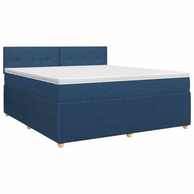 vidaXL Boxspringbett mit Matratze mit Kopfteil Blau 140 x 190 cm Stoff