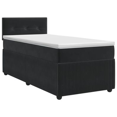 vidaXL Boxspringbett mit Matratze Schwarz 80 x 200 cm Samt