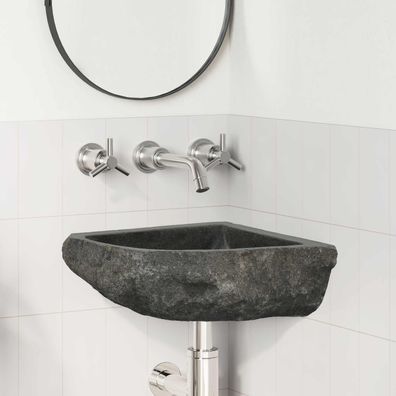 vidaXL Waschbecken Grau (30-37) x (30-37) x 12 cm Flussstein