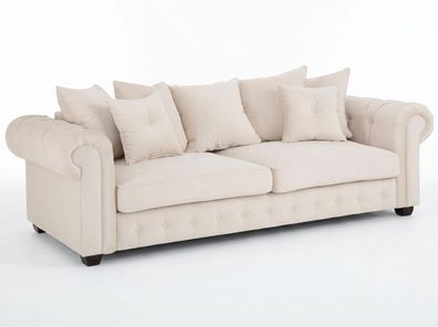 Hellbeiges 2,5-Sitzer-Sofa gemütliches Stoffsofa Klassiker Chesterfield
