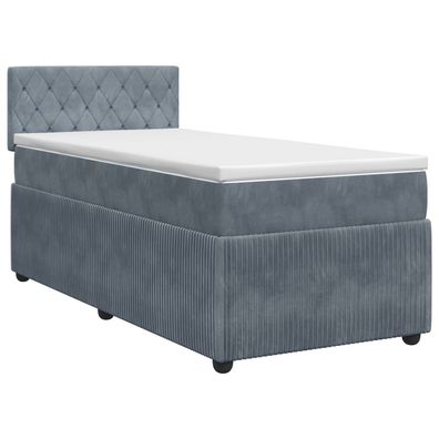 vidaXL Boxspringbett mit Matratze Dunkelgrau 90 x 200 cm Samt
