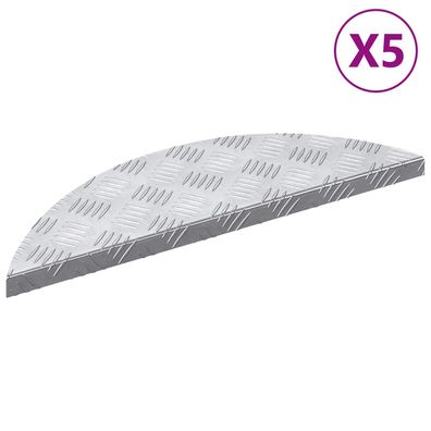 vidaXL Treppe Tritt Halbmond 5 pcs Silber 60 x 18 x 2,5 cm Aluminium