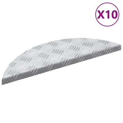 vidaXL Treppe Tritt Halbmond 10 pcs Silber 60 x 18 x 2,5 cm Aluminium