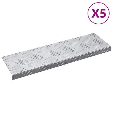 vidaXL Treppe Tritt 5 pcs Silber 60 x 18 x 2,5 cm Aluminium