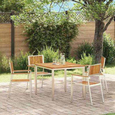 vidaXL Gartenstuhl 4 pcs Massives Akazienholz und Edelstahl
