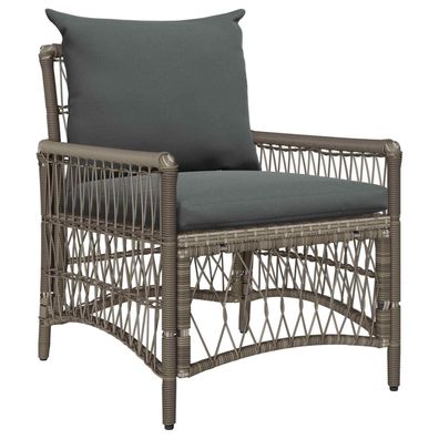 vidaXL Gartenstuhl mit Kissen Grau 73 x 61 x 77 cm Poly-Rattan