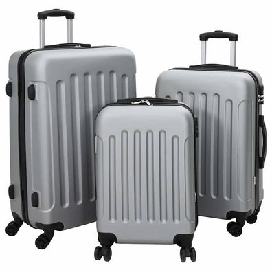 vidaXL Koffer mit Schloss 3 pcs Silber 50 x 31 x 78 cm ABS Kunststoff