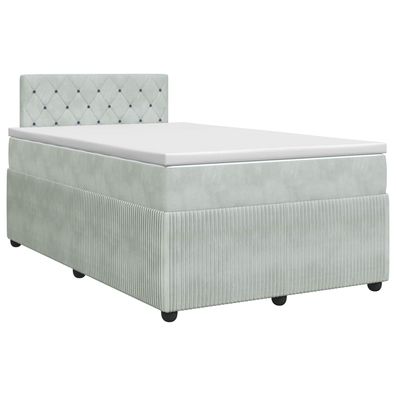 vidaXL Boxspringbett mit Matratze Hellgrau 120 x 200 cm Samt