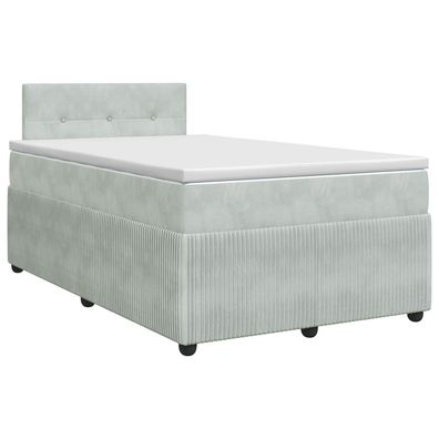 vidaXL Boxspringbett mit Matratze Hellgrau 120 x 200 cm Samt