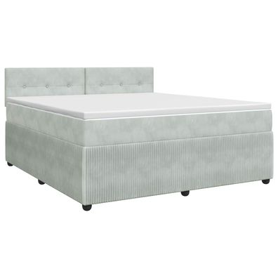 vidaXL Boxspringbett mit Matratze Hellgrau 140 x 190 cm Samt