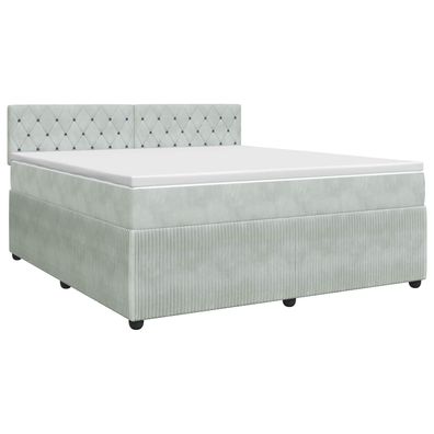 vidaXL Boxspringbett mit Matratze Hellgrau 140 x 200 cm Samt
