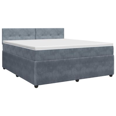 vidaXL Boxspringbett mit Matratze Dunkelgrau 160 x 200 cm Samt