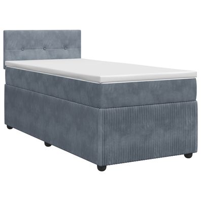 vidaXL Boxspringbett mit Matratze Dunkelgrau 90 x 190 cm Samt