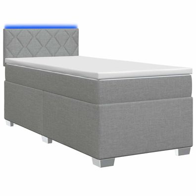 vidaXL Boxspringbett mit Matratze und LED Hellgrau 80 x 200 cm Stoff