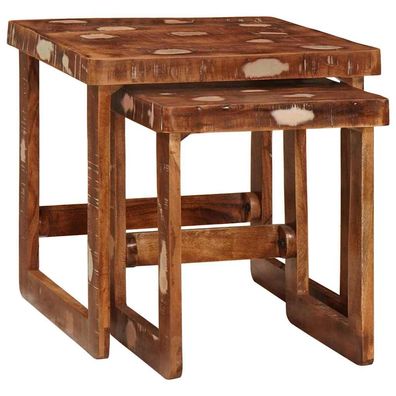 vidaXL Satztische 2 pcs 46 x 46 x 45 cm Massives upgecyceltes Holz