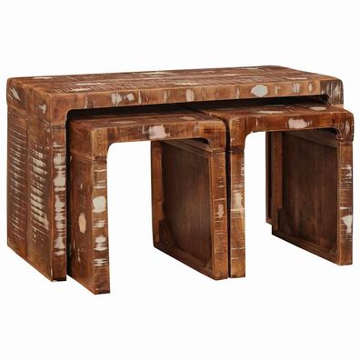 vidaXL Nestingtisch 3 pcs Braun Massives upgecyceltes Holz