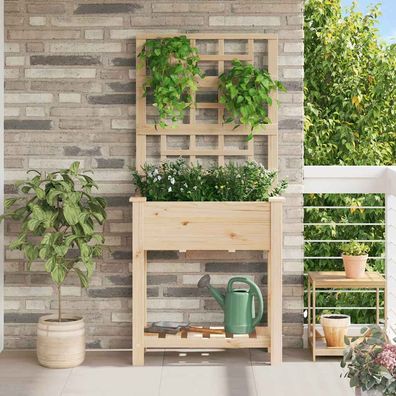 vidaXL Garten-Pflanzgefäß Beige 71 x 38 x 152 cm Massivholz aus Fichte