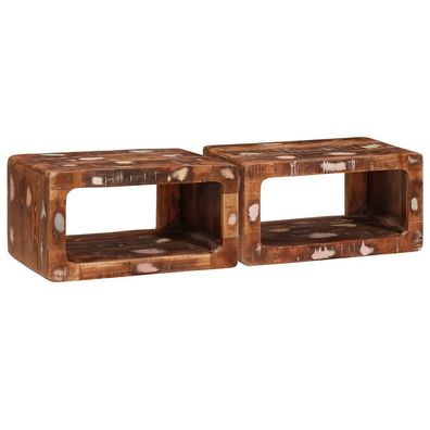 vidaXL Nachttisch 2 pcs Braun Massives upgecyceltes Holz