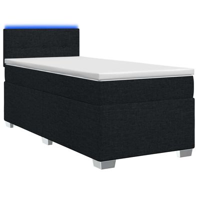 vidaXL Boxspringbett mit Matratze und LED Schwarz 90 x 200 cm Stoff