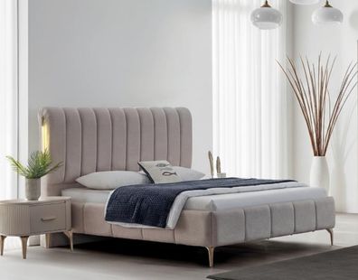 Schlafzimmer-Set: Bett mit 2 Nachttischen, 3-teilig, modern & elegant