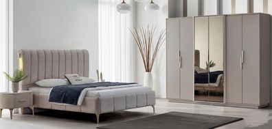 Modernes Schlafzimmer-Set: Bett, 2 Nachttische & Kleiderschrank, 4-tlg