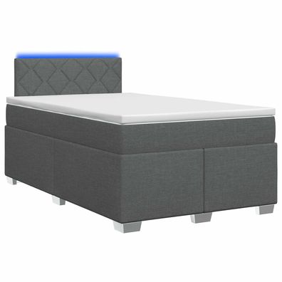 vidaXL Boxspringbett mit Matratze und LED Dunkelgrau 120 x 190 cm