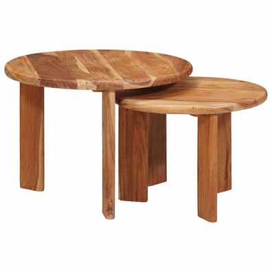 vidaXL Nesting-Couchtische 2 pcs Braun Massivholz Akazie