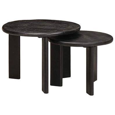 vidaXL Nesting-Couchtische 2 pcs Weiß Massivholz Mango