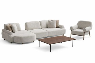 Wohnzimmer Set Modern Weiß Ecksofa L-Form Designer-Set Minimalismus