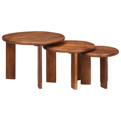 vidaXL Nesting-Couchtische 3 pcs Honigbraun Massivholz Mango