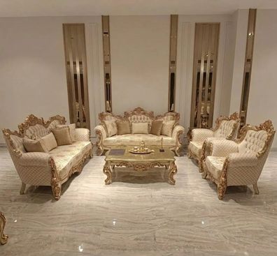 Elegantes Wohnzimmer-Set 3 + 3 + 1 + 1 mit stilvollem Couchtisch