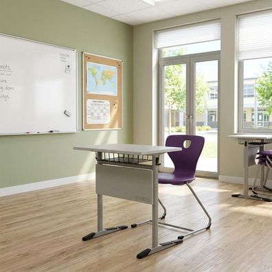 Schulset Modern Ergonomisch Grau Schultisch Lila Stuhl Einzeltisch