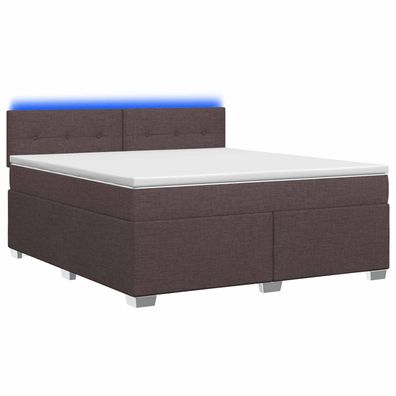 vidaXL Boxspringbett mit Matratze und LED Dunkelbraun 140 x 190 cm